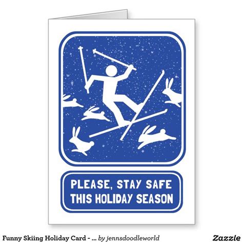 Funny Skiing Holiday Card Bunny Slope Christmas