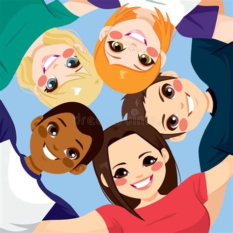 Los Amigos Juntos Circundan Ilustración del Vector - Ilustración de ...