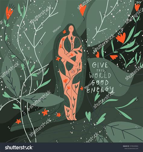 Woman Long Hair Naked Body Plant Stock Vector Royalty Free Shutterstock