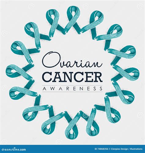 Ovarian Cancer Awareness Ribbon Design With Text Stock Vector