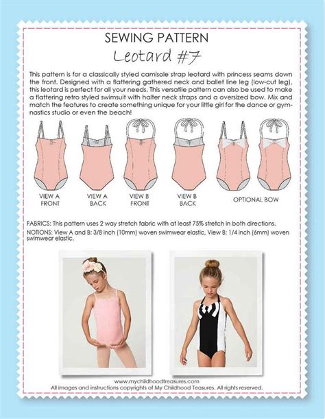 Leotard Patterns Swimsuit Patterns Leotard 7 Girls L507