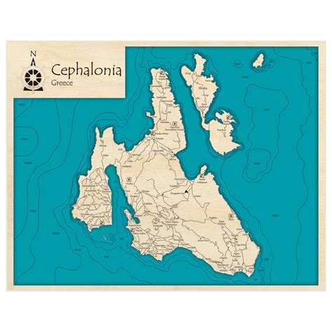 Cephalonia 3D Custom Wood Map – Lake Art LLC