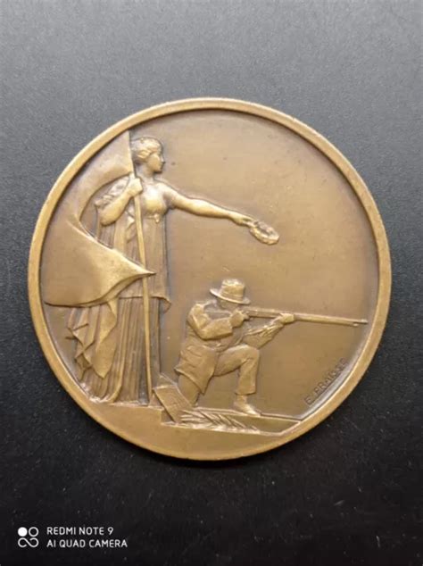 ANCIENNE MÉDAILLE EN bronze Chasse prix de tir signée FRAISSE DUBOIS