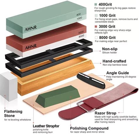 Piedra De Amolar Cuchillos 400 1000 3000 8000 Kit Completo MercadoLibre