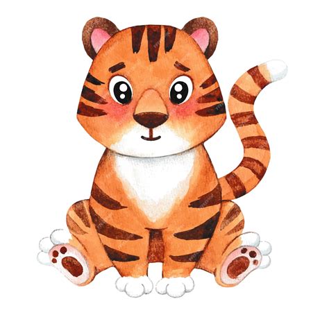 Cachorro de tigre pintado en acuarela. buen ejemplo. | Vector Premium