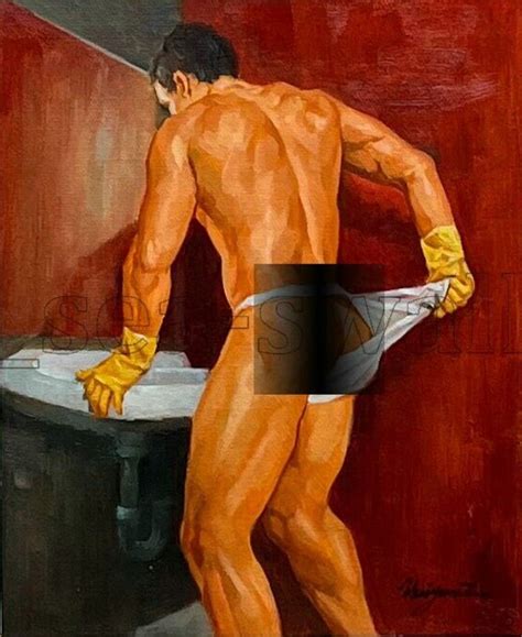 Homme Nu Peinture Rotique Gay Originale Huile Sur Toile Etsy