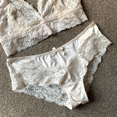 Never Been Worn Cream Lace Lingerie Set From Depop