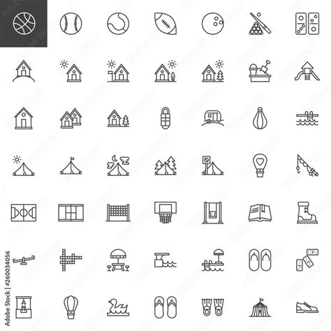 Recreation line icons set. linear style symbols collection, outline ...