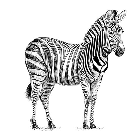 Premium Vector Zebra Standing Sketch Hand Drawn Wild Animals Vector