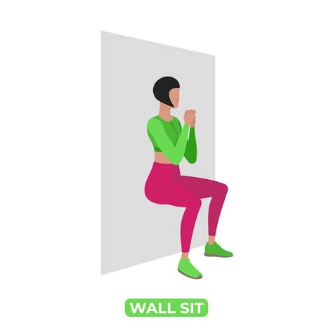 Premium Vector Woman Doing Wall Sit Bodyweight Fitness Exercise For Legs