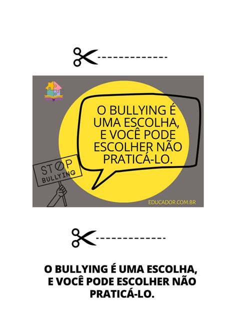 Frases e cartazes sobre bullying na escola - Educador