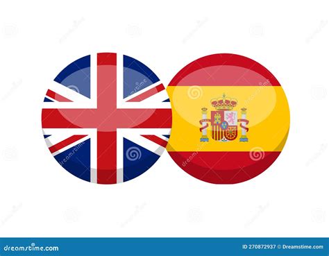 UK and Spain Flag Isolated on White Background. English-Spanish ...