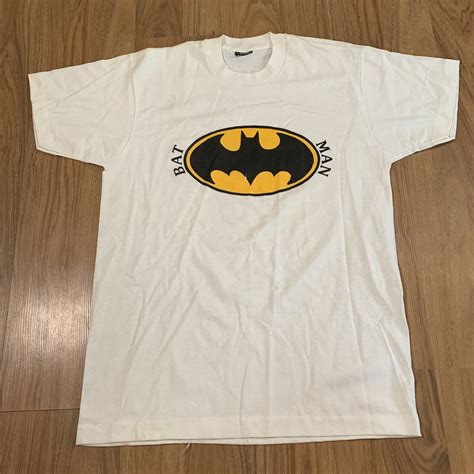 Vintage S Batman Classic Logo White T Shirt Single Gem