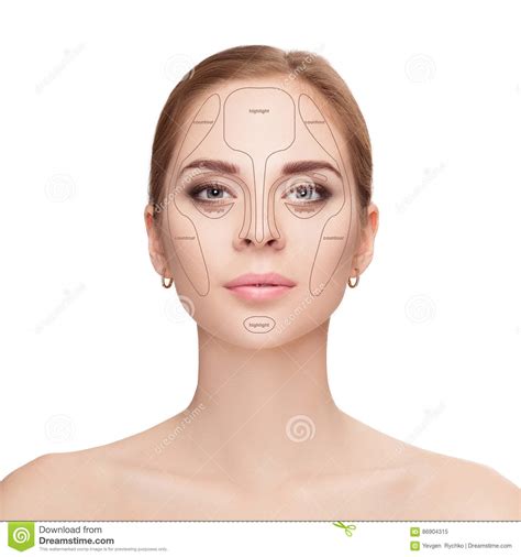 Contouring Componga La Cara De La Mujer En El Fondo Blanco Professiona