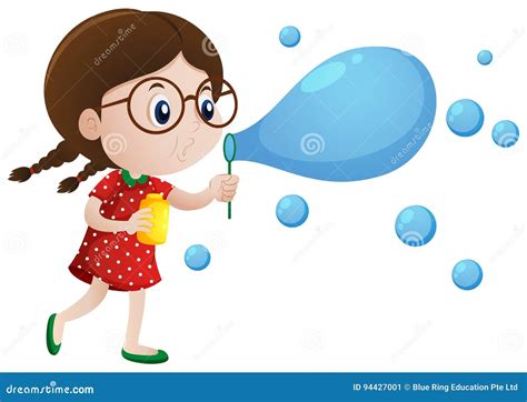 Little Girl Blowing Bubbles Stock Vector - Illustration of white ...