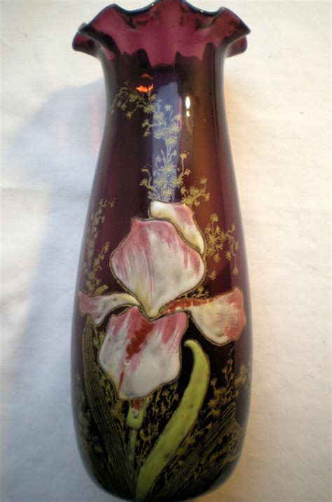 Vase Verre Maill Iris Art Nouveau Legras H Cm Art