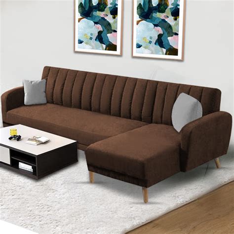 BRAXTON Dino LHS 4 Seater L Shape Sofa Set For Living Room Black