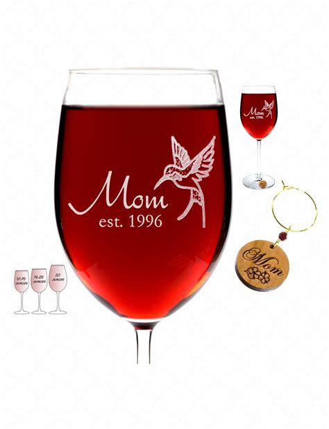 Mom Wine Glass Hummingbird Crystal With Optional Personalization And