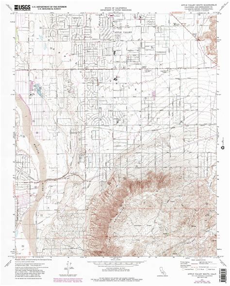 Classic Usgs Apple Valley South California 75x75 Topo Map Mytopo