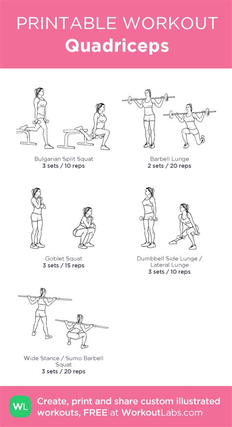 Quadriceps Workout Labs Workout Plan Gym Printable Workouts