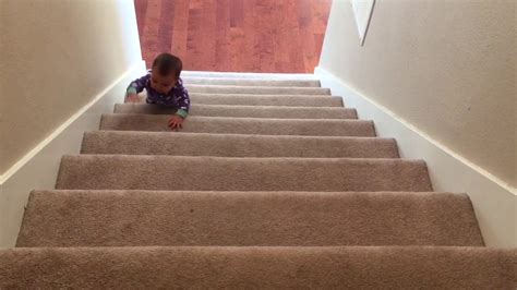 8 Month Old Crawling Up The Stairs Youtube