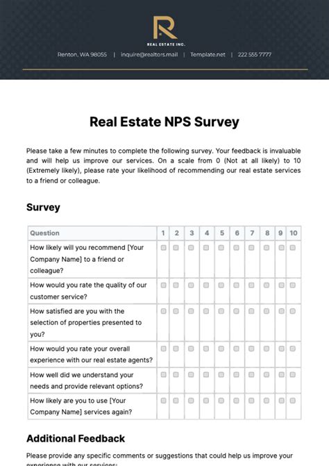 Free Real Estate NPS Survey Template to Edit Online