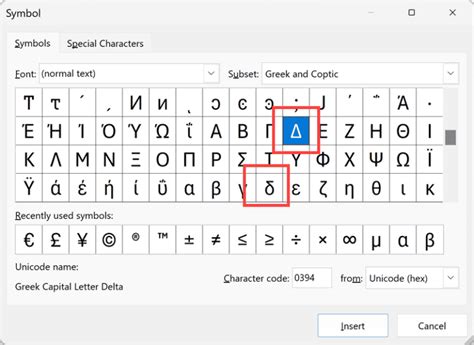 How to Insert Delta Symbol (Δ or δ) in Excel?