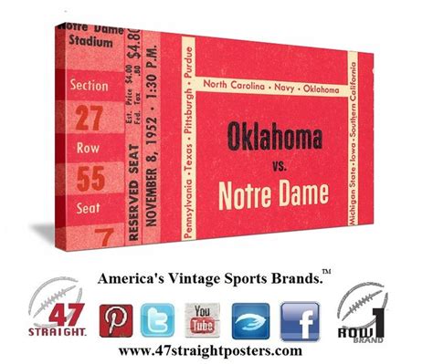 #OU vs. Notre Dame football tickets. 1952 #Oklahoma #Sooners vs. # ...