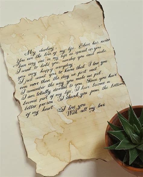 Handwritten Love Letter Personalized Calligraphy On Antique Etsy Anniversary Letter To