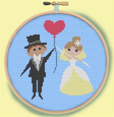 BRIDE GROOM WEDDING Modern Counted Cross Stitch Pattern Etsy