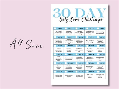 30 Day Self Love Challenge Printable Self Love Challenge 30 Days Of