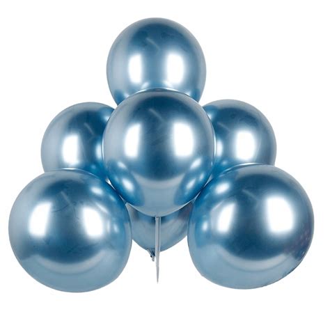 Balony Glossy Shiny JASNO NIEBIESKIE Metaliczne Chrom 10 Szt