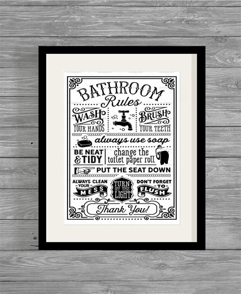 Bathroom Rules Funny Humour Home Print - Show It With Words