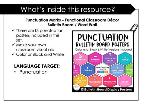 Punctuation Marks Posters Visual Aid Bulletin Board Display Classroom Decor Made By Teachers