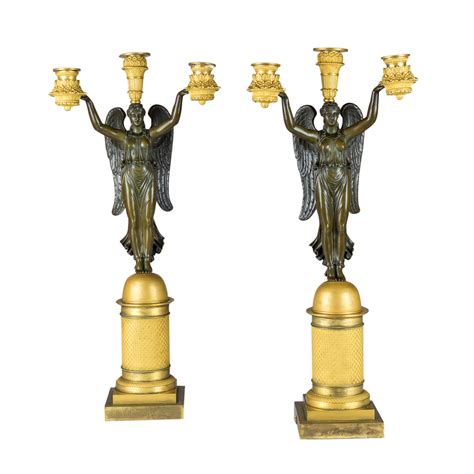 Antique French Empire Style Figural Three Light Candelabra Available