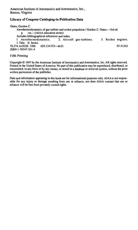 SOLUTION: Aerothermodynamics of gas turbine and rocket propulsion ... 