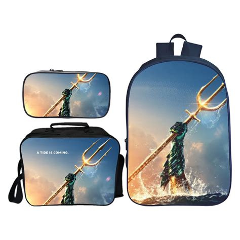 16″aquaman Backpack School Baglunch Bagpencil Bag Baganime