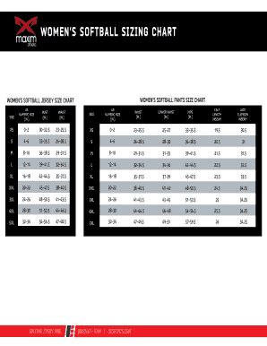 Fillable Online WO ME NS SOFTBALL SIZING CHART Fax Email Print - pdfFiller