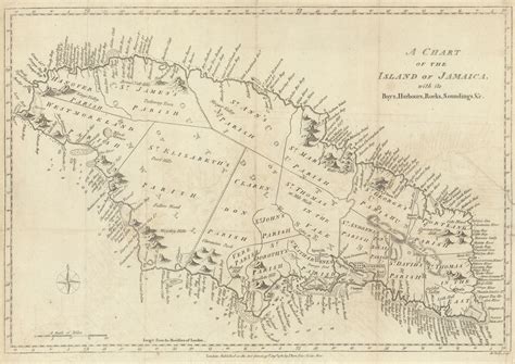 A Chart Of The Island Of Jamaica With Its Bays Harbours By John Lodge