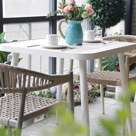 Supply Commercial Garden Square White Indoor Outdoor Aluminium Patio Table Wholesale Factory ...