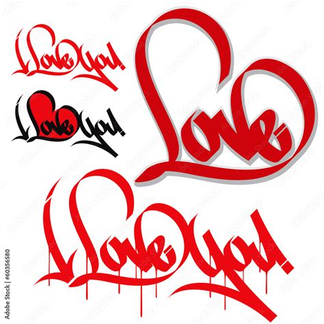 Love heart typography. I love you. Love graffiti, calligraphy. Stock ...