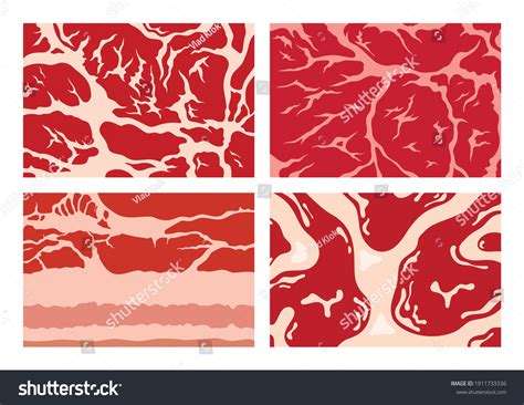 Vector Meat Background Pattern Collection Beef Stock Vector Royalty