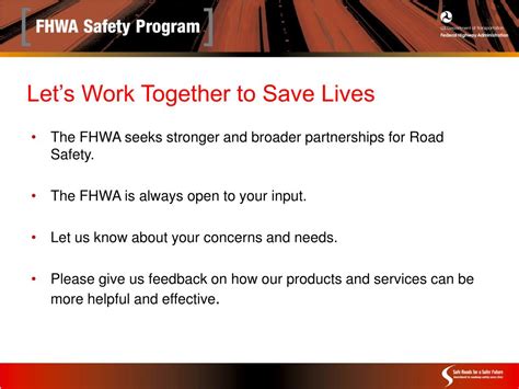 Ppt Working Together To Save Lives An Introduction To The Fhwa Safety