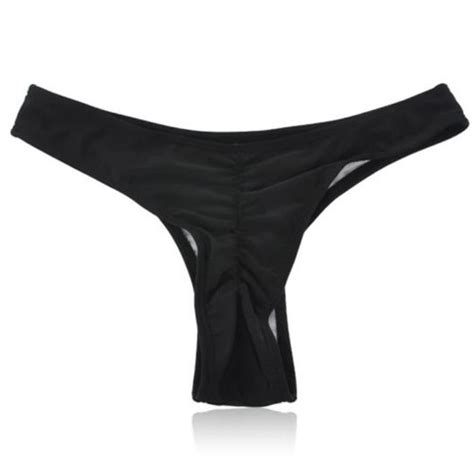 Bikini Thong fond V brésilienne coquine ruché noir Cdiscount Prêt à Porter