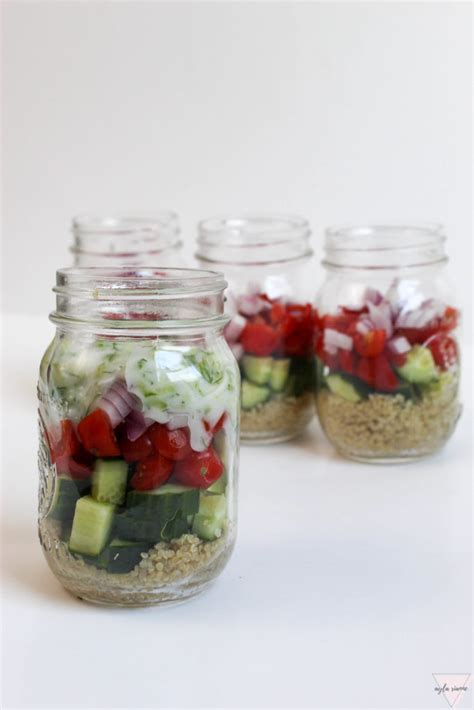 Greek Salad Mason Jars With Homemade Tzatziki Life With Ayla Rianne