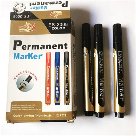 Jual Spidol Permanent Marker ESCO Isi 12 Pcs Shopee Indonesia