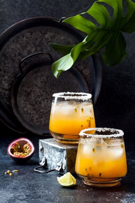 Mango Passionfruit Margarita Cocktail With Lime Tropical Alcoholic