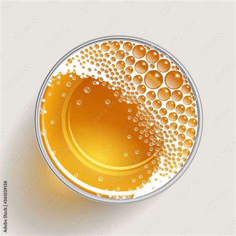 Vector Illustration A Glass Of Beer Top View Drink In A Glass View From Above Stock Vector