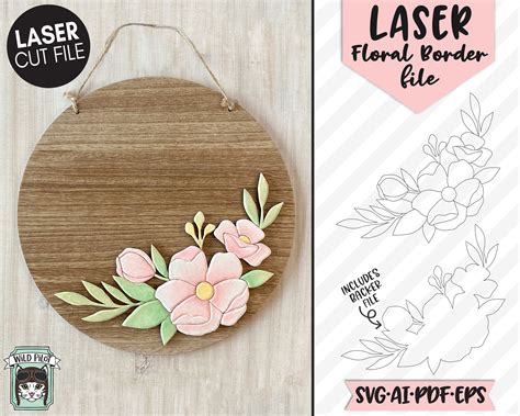 Flower Laser Cut File Svg Floral Laser File Single Line Etsy