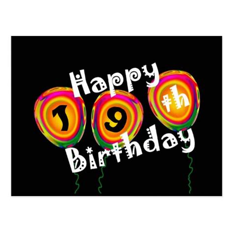 Happy 19th Birthday Colorful Balloons Postcard | Zazzle